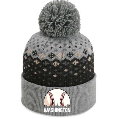 Vintage Washington Cityscape Retro Dad Baseball Lover Great Gift The Baniff Cuffed Pom Beanie