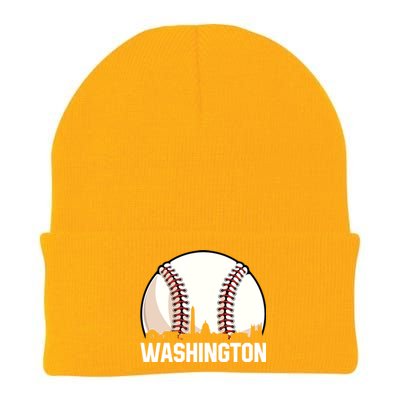 Vintage Washington Cityscape Retro Dad Baseball Lover Great Gift Knit Cap Winter Beanie