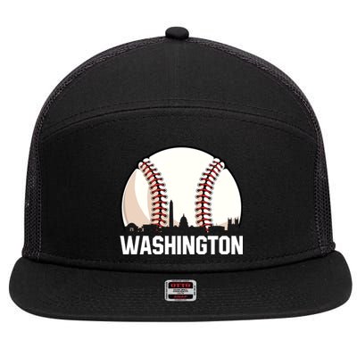 Vintage Washington Cityscape Retro Dad Baseball Lover Great Gift 7 Panel Mesh Trucker Snapback Hat