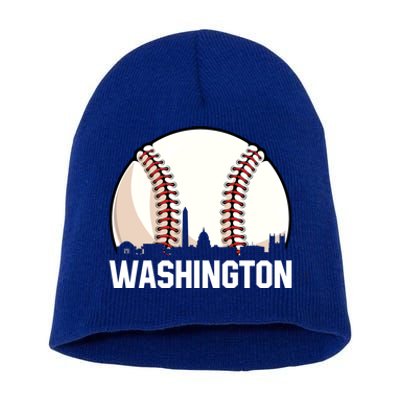 Vintage Washington Cityscape Retro Dad Baseball Lover Great Gift Short Acrylic Beanie