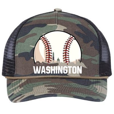 Vintage Washington Cityscape Retro Dad Baseball Lover Great Gift Retro Rope Trucker Hat Cap