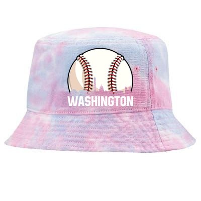 Vintage Washington Cityscape Retro Dad Baseball Lover Great Gift Tie-Dyed Bucket Hat