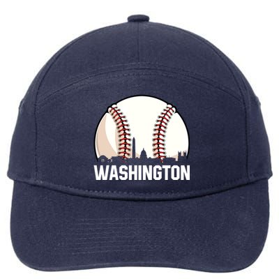 Vintage Washington Cityscape Retro Dad Baseball Lover Great Gift 7-Panel Snapback Hat