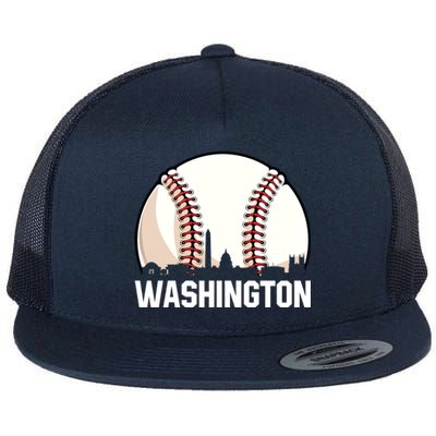 Vintage Washington Cityscape Retro Dad Baseball Lover Great Gift Flat Bill Trucker Hat