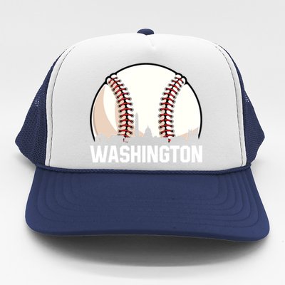 Vintage Washington Cityscape Retro Dad Baseball Lover Great Gift Trucker Hat