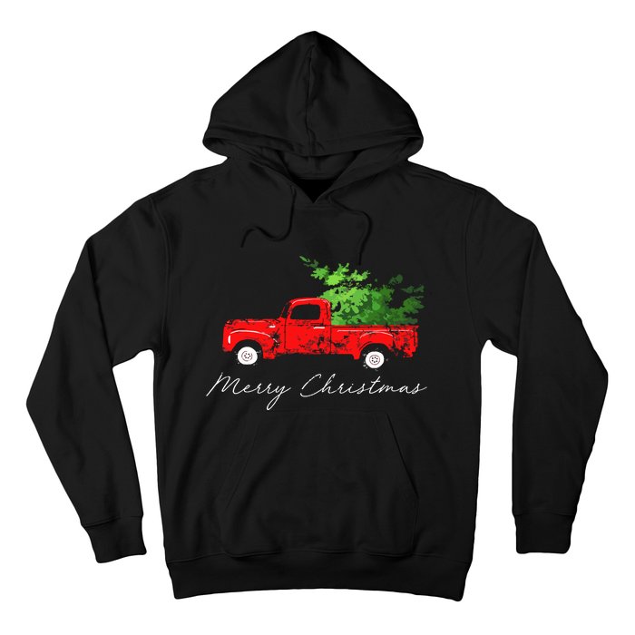 Vintage Wagon Christmas Tree On Car Hoodie