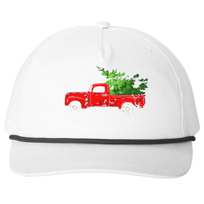 Vintage Wagon Christmas Tree On Car Snapback Five-Panel Rope Hat