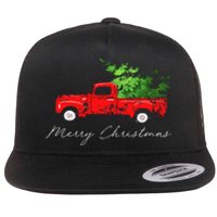 Vintage Wagon Christmas Tree On Car Flat Bill Trucker Hat