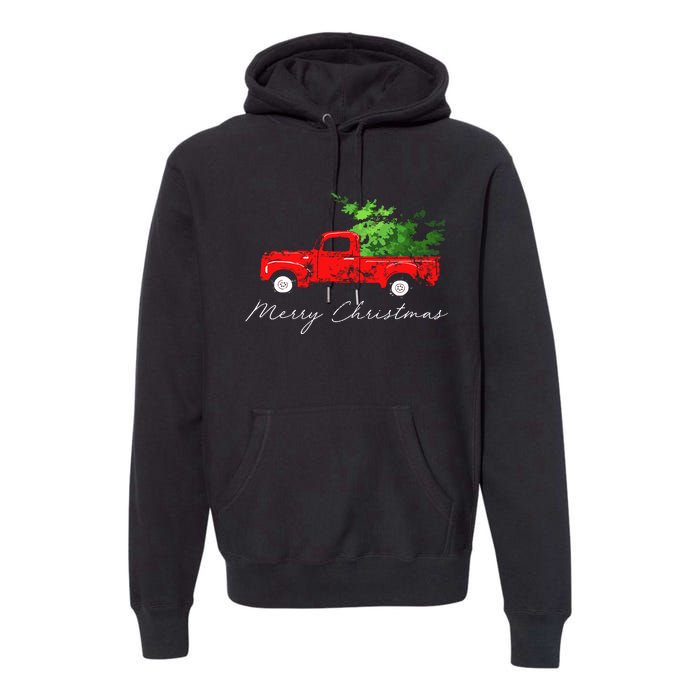 Vintage Wagon Christmas Tree On Car Premium Hoodie