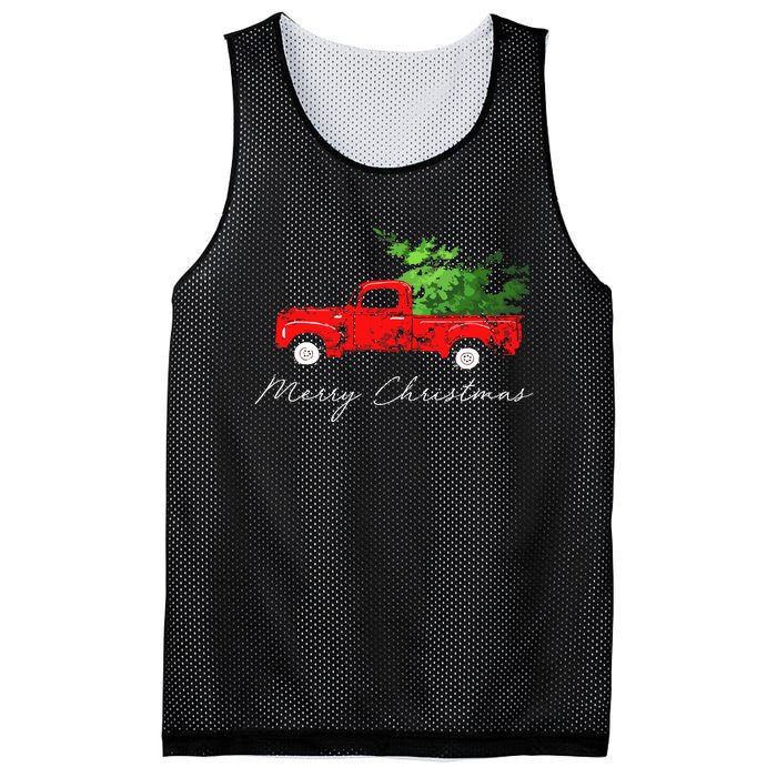 Vintage Wagon Christmas Tree On Car Mesh Reversible Basketball Jersey Tank