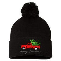 Vintage Wagon Christmas Tree On Car Pom Pom 12in Knit Beanie