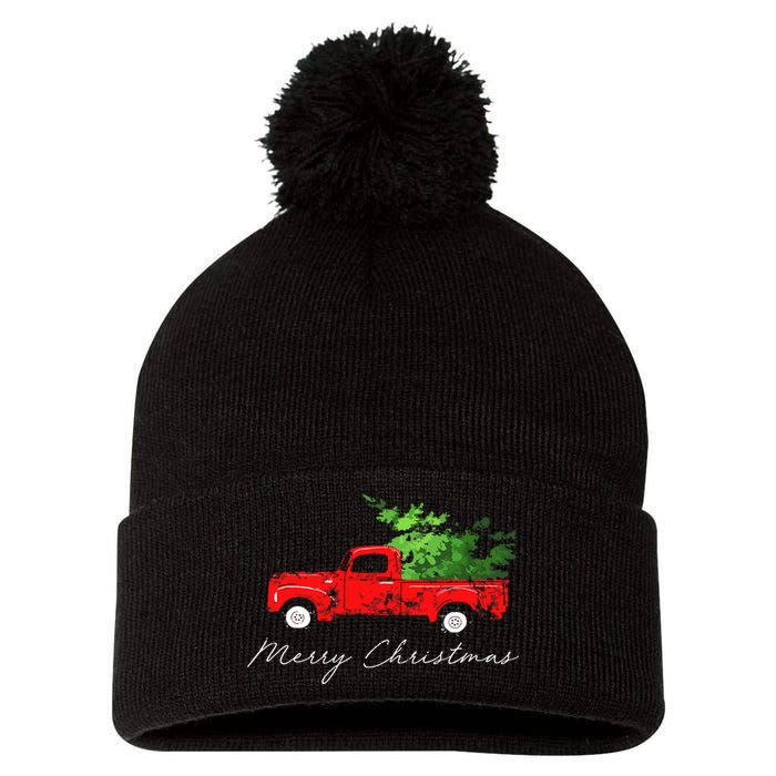 Vintage Wagon Christmas Tree On Car Pom Pom 12in Knit Beanie