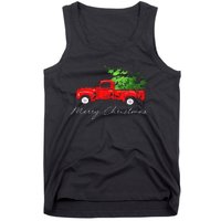 Vintage Wagon Christmas Tree On Car Tank Top