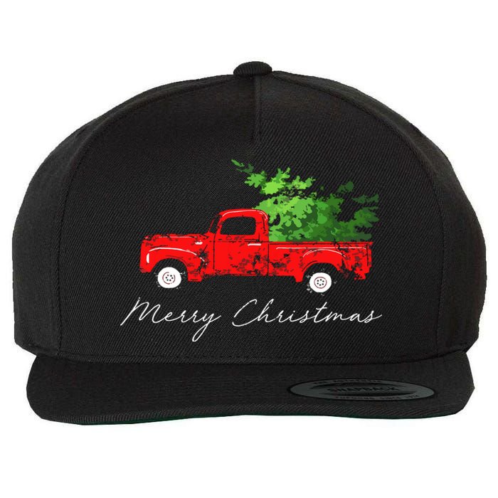 Vintage Wagon Christmas Tree On Car Wool Snapback Cap