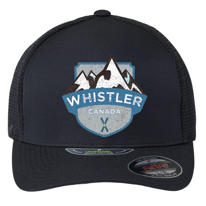 Vintage Whistler Canada Illustration Flexfit Unipanel Trucker Cap