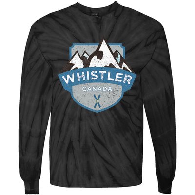 Vintage Whistler Canada Illustration Tie-Dye Long Sleeve Shirt