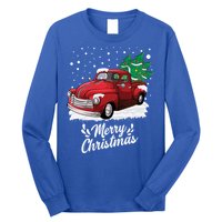 Vintage Wagon Christmas Tree On Car Xmas Red Truck Gift Long Sleeve Shirt