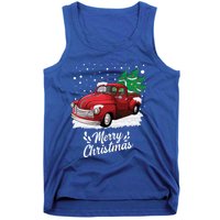 Vintage Wagon Christmas Tree On Car Xmas Red Truck Gift Tank Top