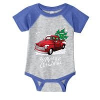 Vintage Wagon Christmas Tree On Car Xmas Red Truck Gift Infant Baby Jersey Bodysuit