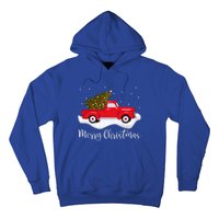 Vintage Wagon Christmas Cool Gift Tree On Car Xmas Red Truck Cool Gift Hoodie