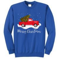 Vintage Wagon Christmas Cool Gift Tree On Car Xmas Red Truck Cool Gift Sweatshirt