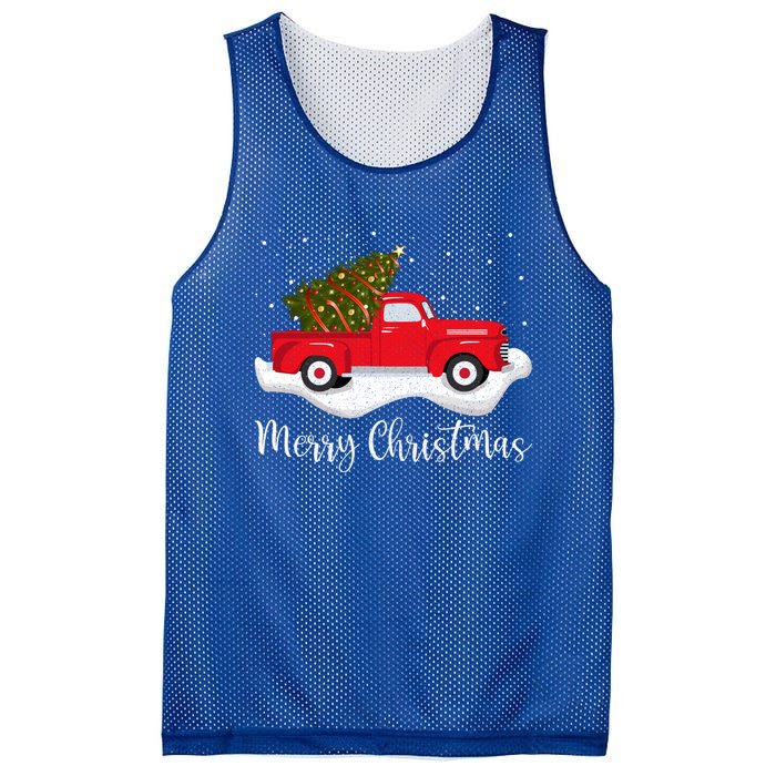 Vintage Wagon Christmas Cool Gift Tree On Car Xmas Red Truck Cool Gift Mesh Reversible Basketball Jersey Tank