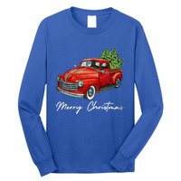 Vintage Wagon Christmas Tree On Red Truck Car Xmas Vacation Meaningful Gift Long Sleeve Shirt