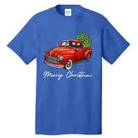 Vintage Wagon Christmas Tree On Red Truck Car Xmas Vacation Meaningful Gift Tall T-Shirt