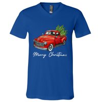 Vintage Wagon Christmas Tree On Red Truck Car Xmas Vacation Meaningful Gift V-Neck T-Shirt