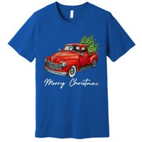 Vintage Wagon Christmas Tree On Red Truck Car Xmas Vacation Meaningful Gift Premium T-Shirt