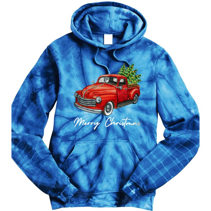 Vintage Wagon Christmas Tree On Red Truck Car Xmas Vacation Meaningful Gift Tie Dye Hoodie