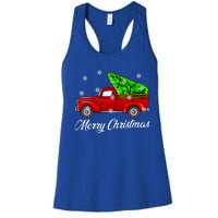 Vintage Wagon Christmas Tree Red Retro Farmer Truck Vacation Great Gift Women's Racerback Tank