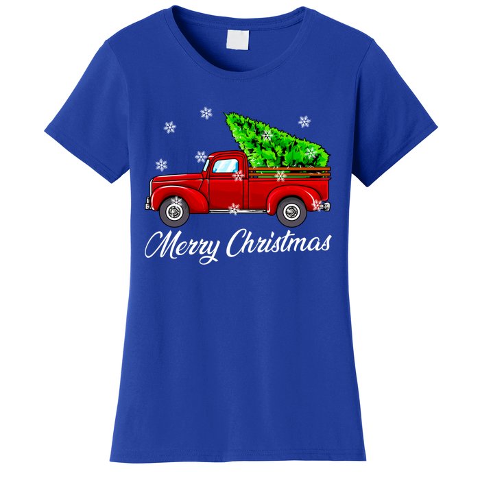 Vintage Wagon Christmas Tree Red Retro Farmer Truck Vacation Great Gift Women's T-Shirt