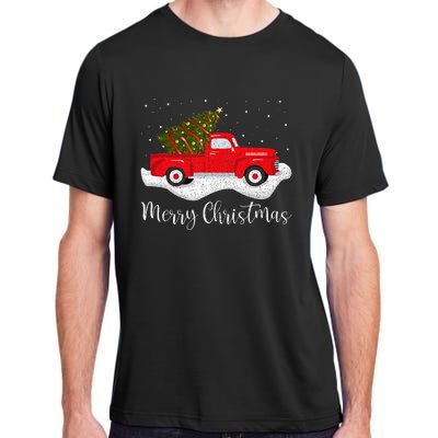 Vintage Wagon Christmas Tree On Car Xmas Red Truck Adult ChromaSoft Performance T-Shirt