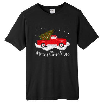 Vintage Wagon Christmas Tree On Car Xmas Red Truck Tall Fusion ChromaSoft Performance T-Shirt