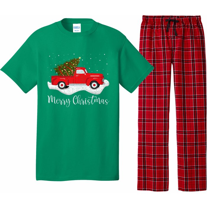 Vintage Wagon Christmas Tree On Car Xmas Red Truck Pajama Set