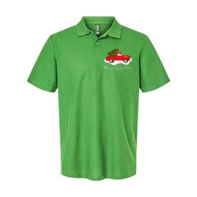 Vintage Wagon Christmas Tree On Car Xmas Red Truck Softstyle Adult Sport Polo