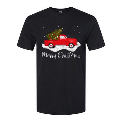 Vintage Wagon Christmas Tree On Car Xmas Red Truck Softstyle CVC T-Shirt