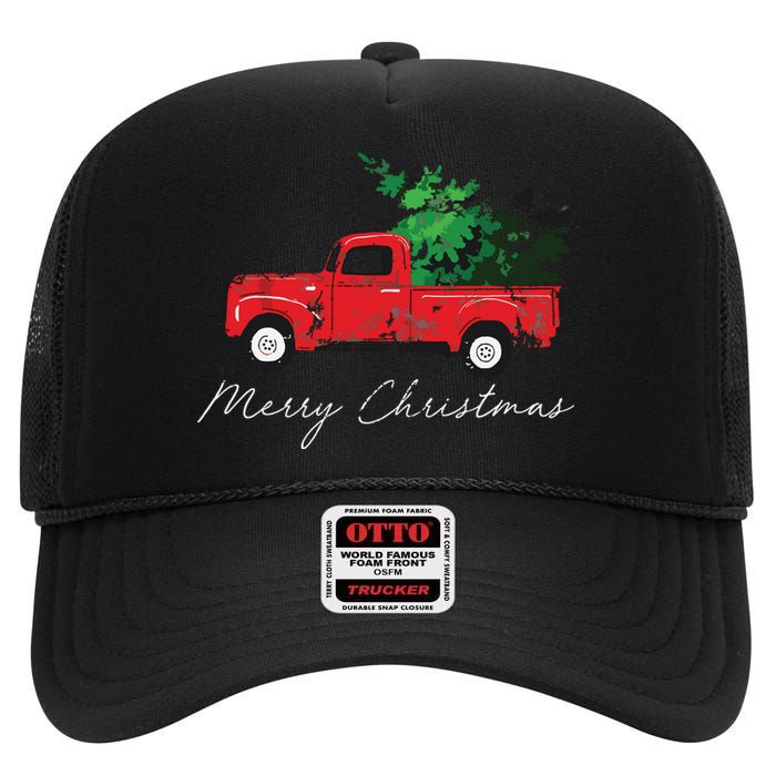 Vintage Wagon Christmas Tree On Car Xmas Vacation High Crown Mesh Back Trucker Hat