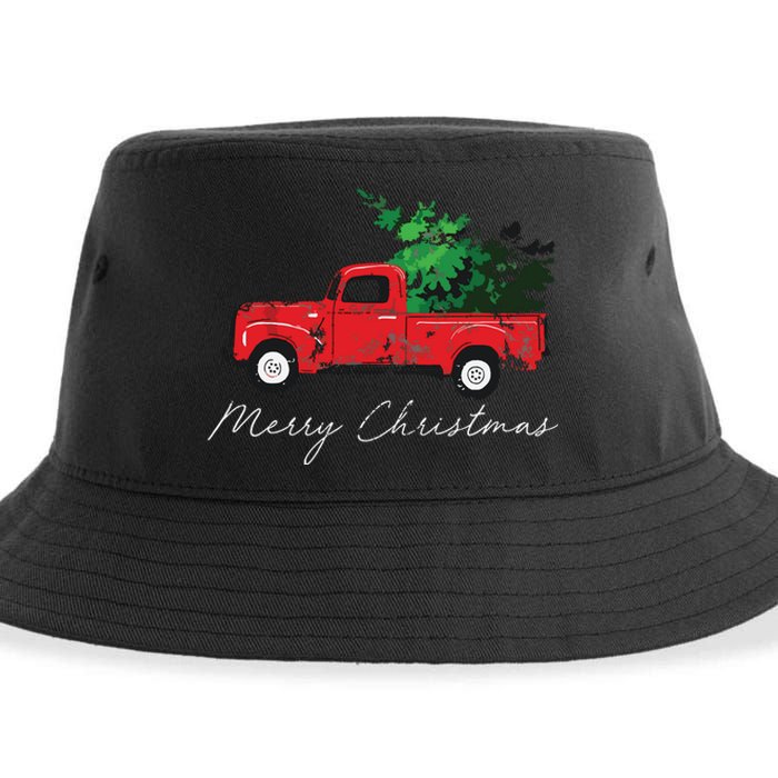 Vintage Wagon Christmas Tree On Car Xmas Vacation Sustainable Bucket Hat