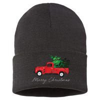 Vintage Wagon Christmas Tree On Car Xmas Vacation Sustainable Knit Beanie