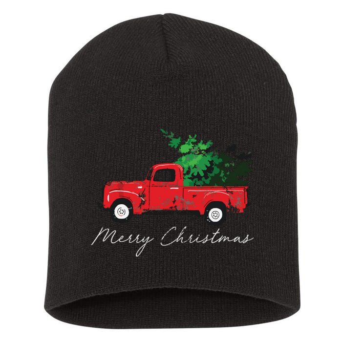 Vintage Wagon Christmas Tree On Car Xmas Vacation Short Acrylic Beanie