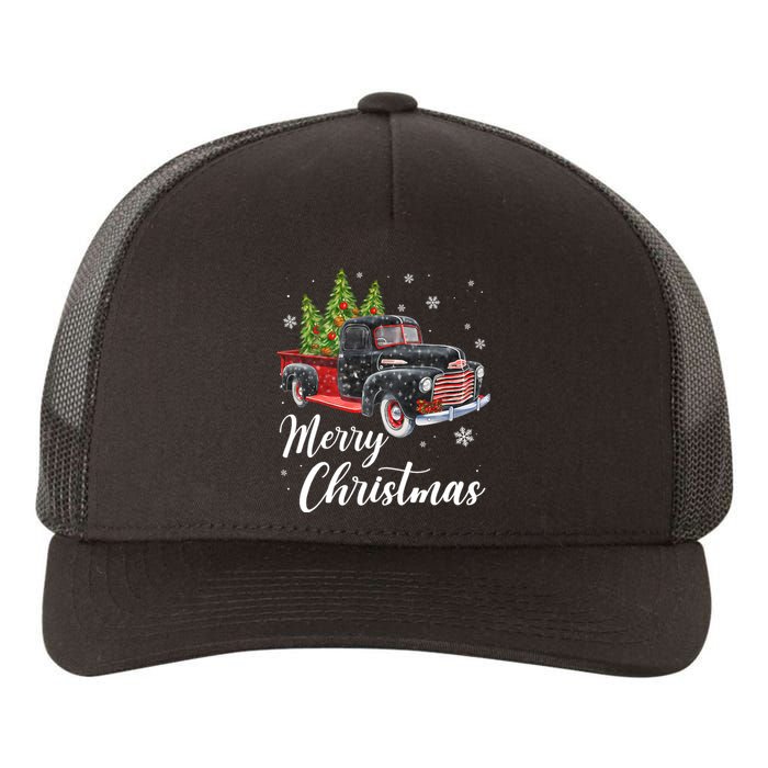 Vintage Wagon Christmas Tree On Car Xmas Red Truck Yupoong Adult 5-Panel Trucker Hat