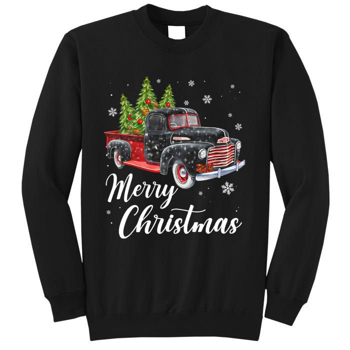 Vintage Wagon Christmas Tree On Car Xmas Red Truck Sweatshirt