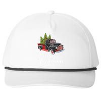 Vintage Wagon Christmas Tree On Car Xmas Red Truck Snapback Five-Panel Rope Hat