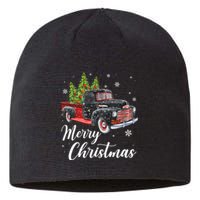 Vintage Wagon Christmas Tree On Car Xmas Red Truck Sustainable Beanie