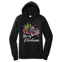 Vintage Wagon Christmas Tree On Car Xmas Red Truck Women's Pullover Hoodie