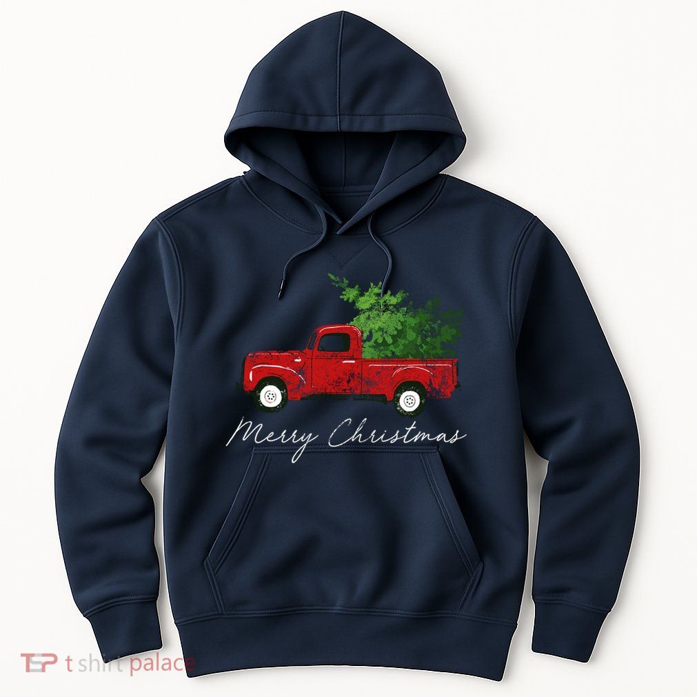 Vintage Wagon Christmas Tree On Truck Hoodie