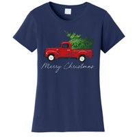 Vintage Wagon Christmas Tree On Truck Women's T-Shirt