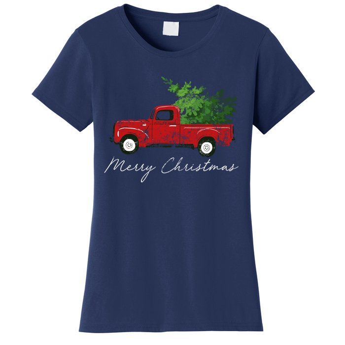 Vintage Wagon Christmas Tree On Truck Women's T-Shirt